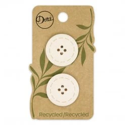 Dritz Recycled Cotton Round Stitch Button, 25mm, 2 Pc Buttons & Cover Buttons