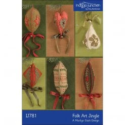 Indygo Junction Folk Art Jingle Embroidered Felt Christmas Ornaments Pattern, PDF Download
