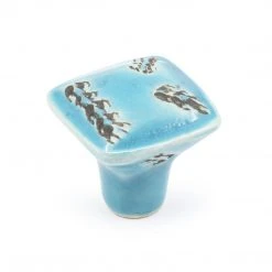 Dritz Outlet Ceramic Distressed Square Knob, Turquoise