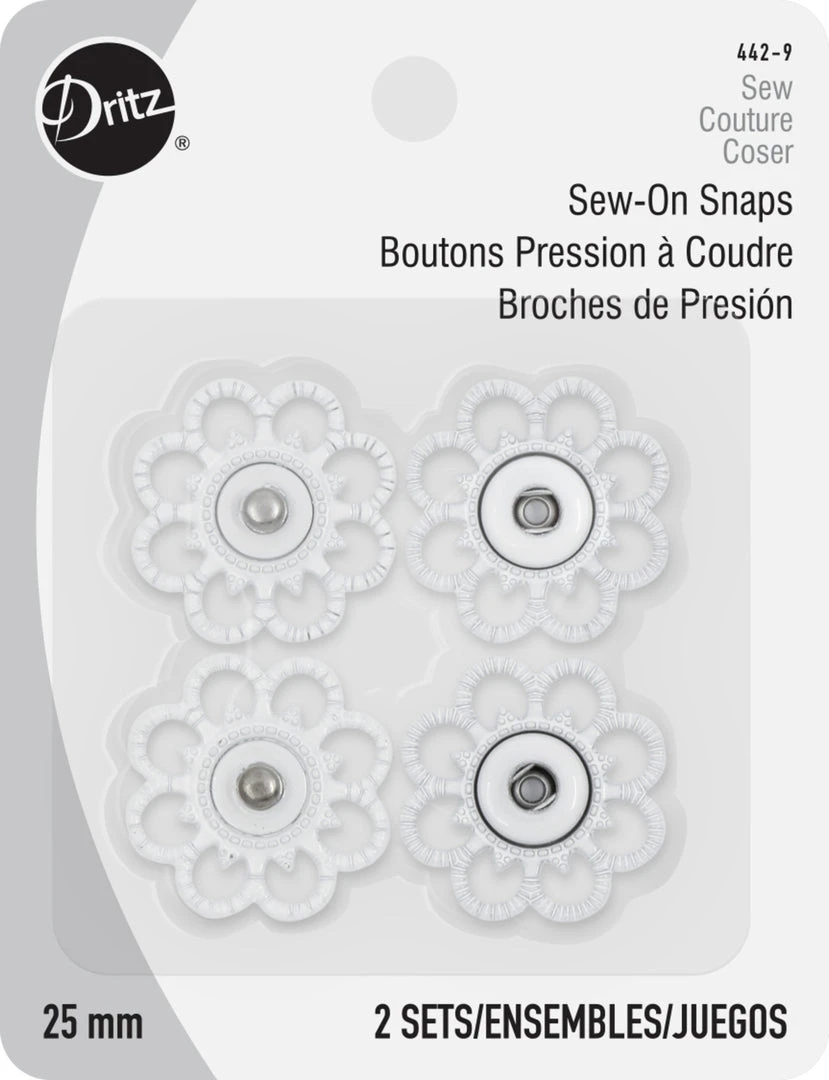 Dritz Sew-On Snaps, 2 Sets, Size 25mm 3 Dritz Sew-On Snaps, 2 Sets, Size 25mm