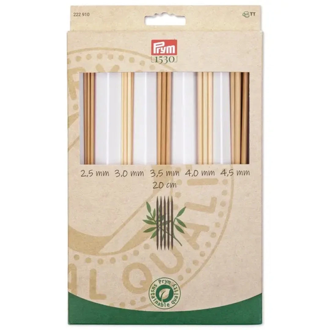 Prym Double-Pointed Knitting Needles Set, Bamboo, 2.5-4.5mm 3 Prym Double-Pointed Knitting Needles Set, Bamboo, 2.5-4.5mm