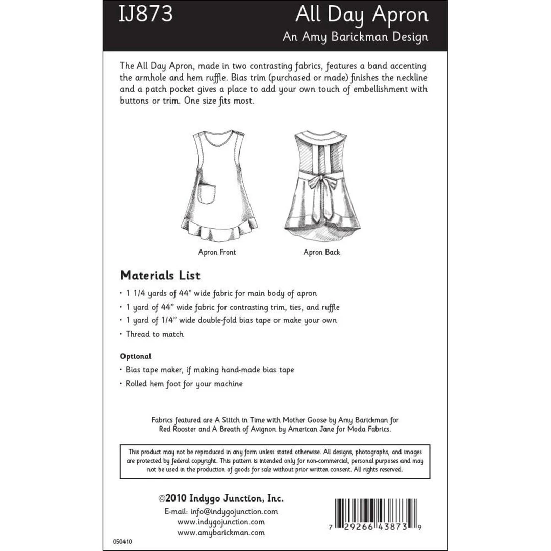 Indygo Junction All Day Apron Pattern, Shippable Aprons 9 Indygo Junction All Day Apron Pattern, Shippable Aprons