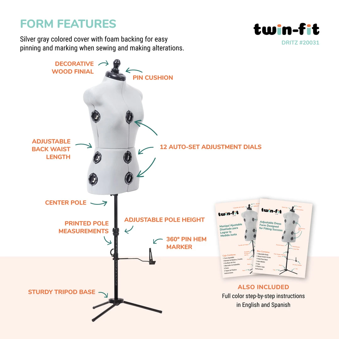 Dritz Twin-Fit Adjustable Dress Form Dress Forms 33 Dritz Twin-Fit Adjustable Dress Form Dress Forms
