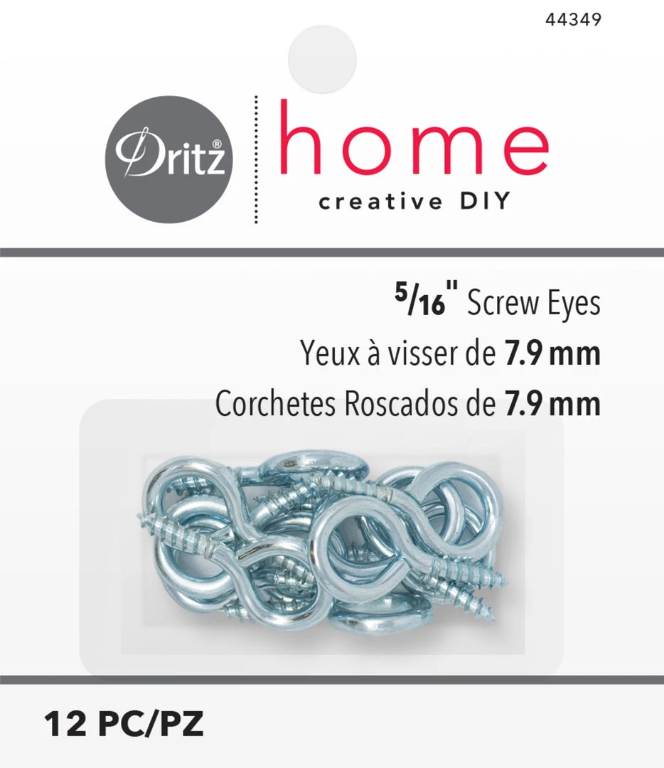 Dritz 5/16" Screw Eyes, Silver, 12 Pc 3 Dritz 5/16" Screw Eyes, Silver, 12 Pc