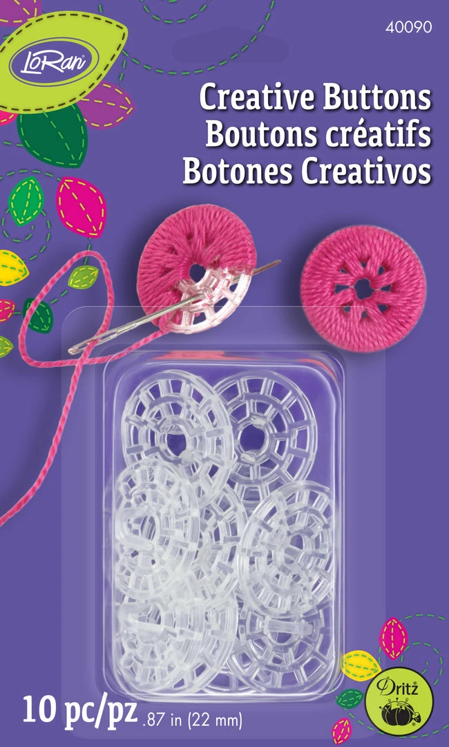 LoRan Embroidery 22mm Creative Buttons, 10 Pc 3 LoRan Embroidery 22mm Creative Buttons, 10 Pc