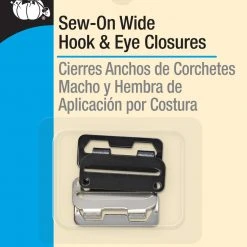 Dritz Sew-On Wide Hook & Eye Closures, 2 Pc, Nickel