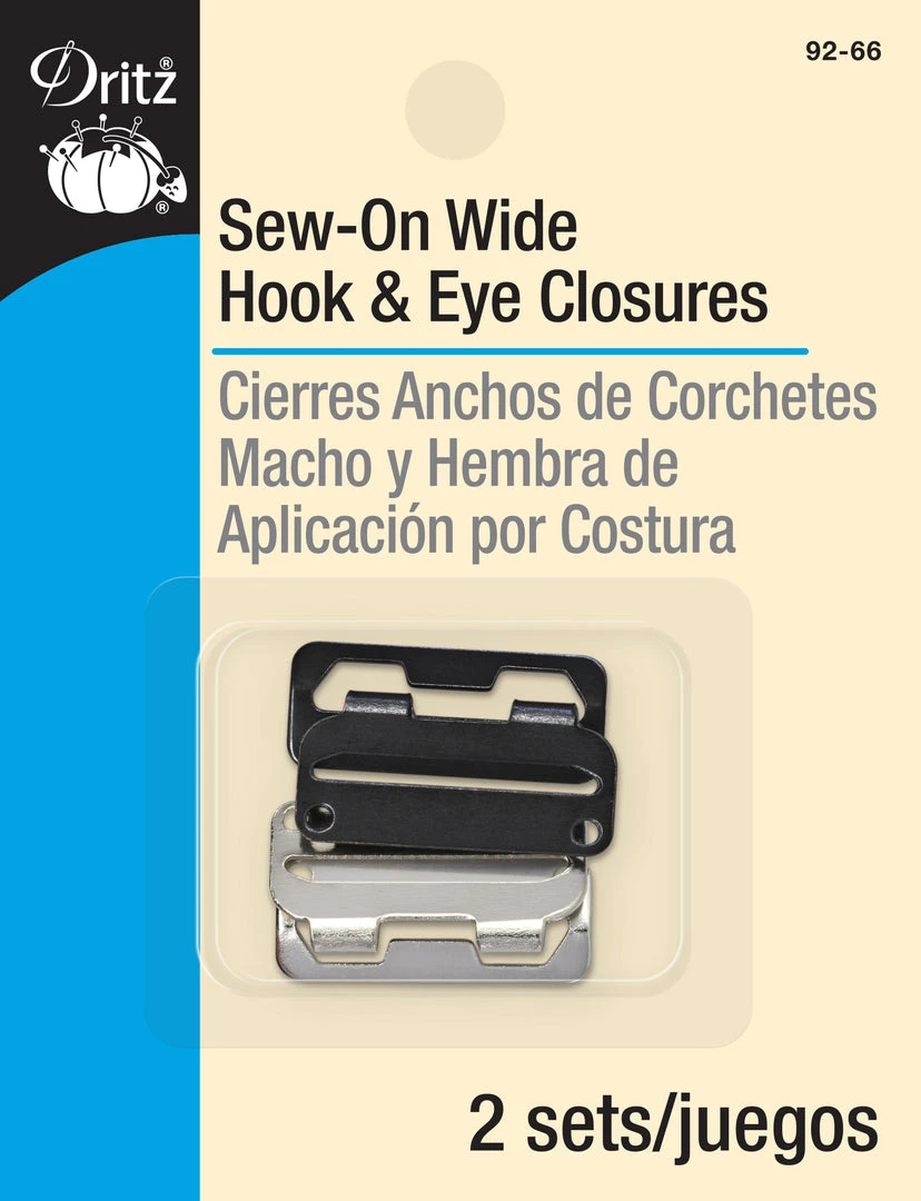 Dritz Sew-On Wide Hook & Eye Closures, 2 Pc, Nickel 3 Dritz Sew-On Wide Hook & Eye Closures, 2 Pc, Nickel