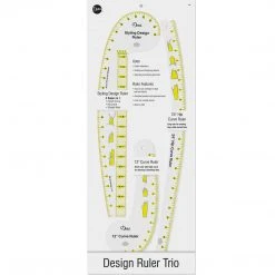 Dritz Design Ruler Trio, 3 Sewing Rulers, Clear