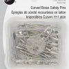 Dritz 1-1/2" Curved Brass Safety Pins, Nickel, 40 Pc