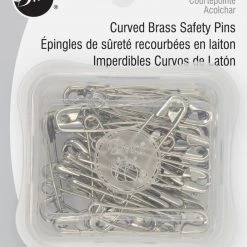 Dritz 1-1/2" Curved Brass Safety Pins, Nickel, 40 Pc