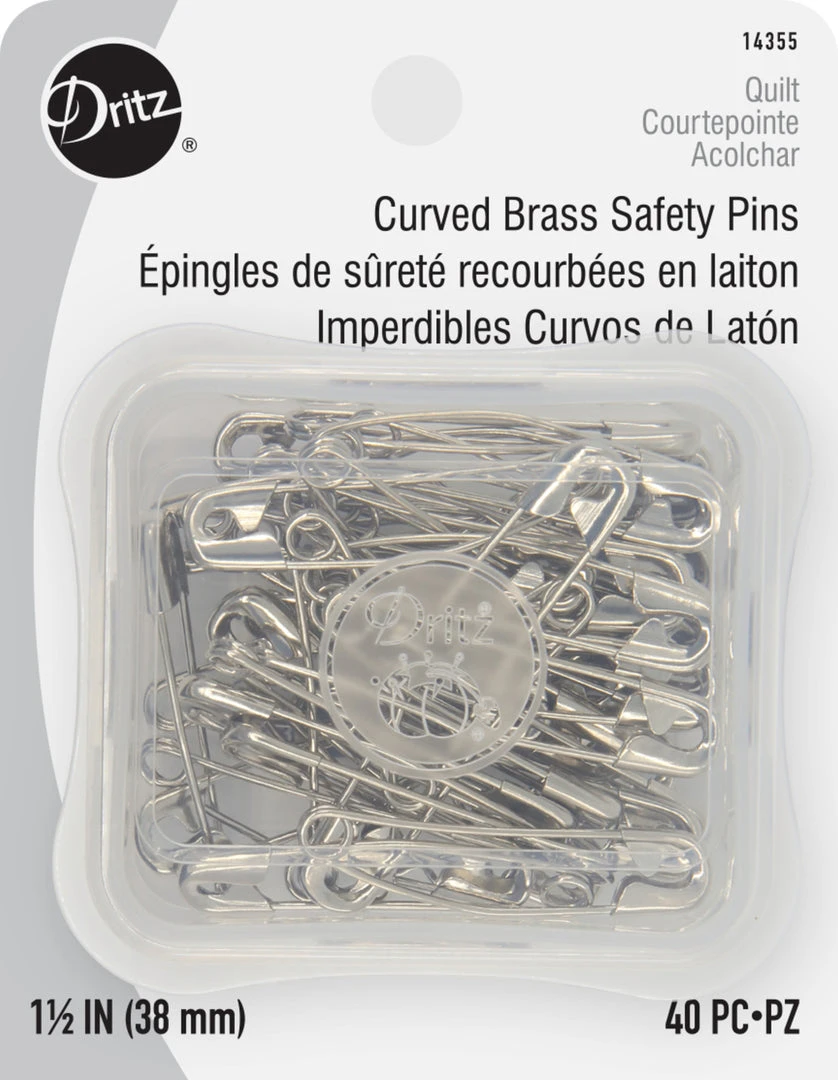 Dritz 1-1/2" Curved Brass Safety Pins, Nickel, 40 Pc 3 Dritz 1-1/2" Curved Brass Safety Pins, Nickel, 40 Pc