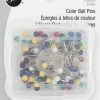 Dritz Pins & Accessories 1-1/4" Color Ball Pins, Assorted, 100 Pc
