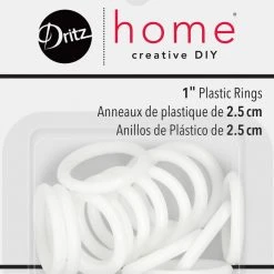 Dritz Curtain Grommets & Rings 1" Plastic Rings, White, 14 Pc