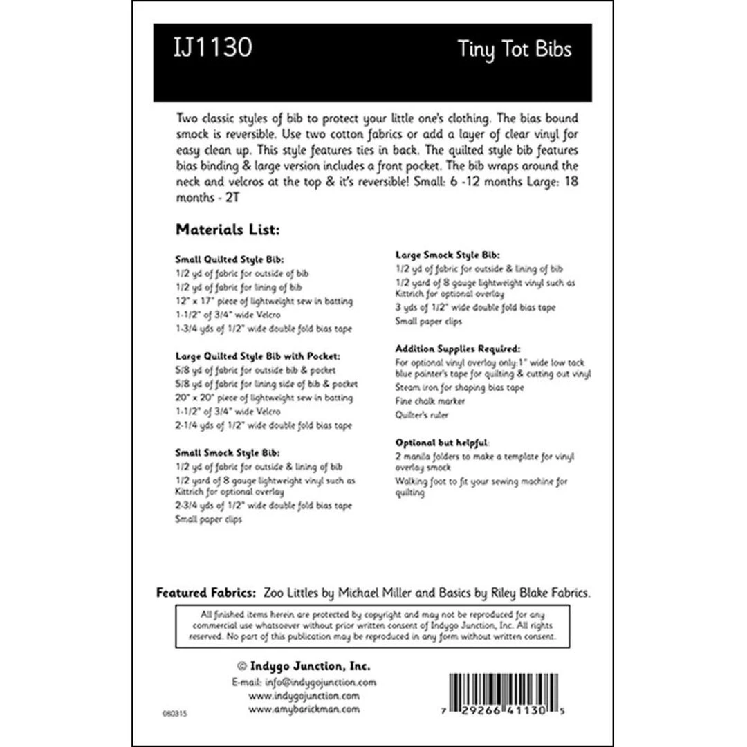 Indygo Junction Apparel Tiny Tot Bibs Pattern 7 Indygo Junction Apparel Tiny Tot Bibs Pattern