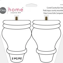 Dritz Furniture Legs & Feet Curved Country Bun Feet, Natural, 2 Pc