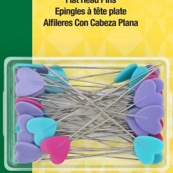 Dritz 2" Flat Heart Head Pins, Assorted, 50 Pc Pins, Needles & Tacks