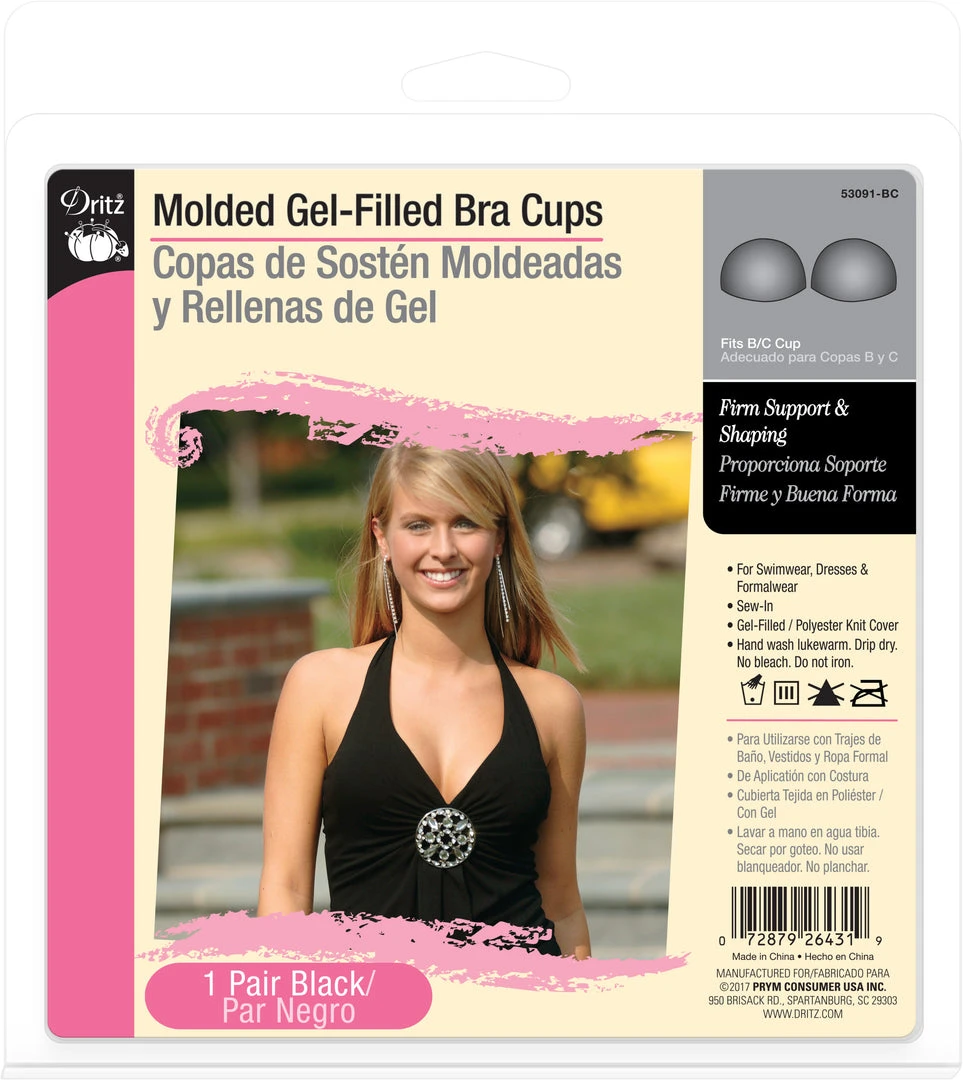 Dritz Bra Cups & Enhancers Molded Gel-Filled Bra Cups, Black 3 Dritz Bra Cups & Enhancers Molded Gel-Filled Bra Cups, Black