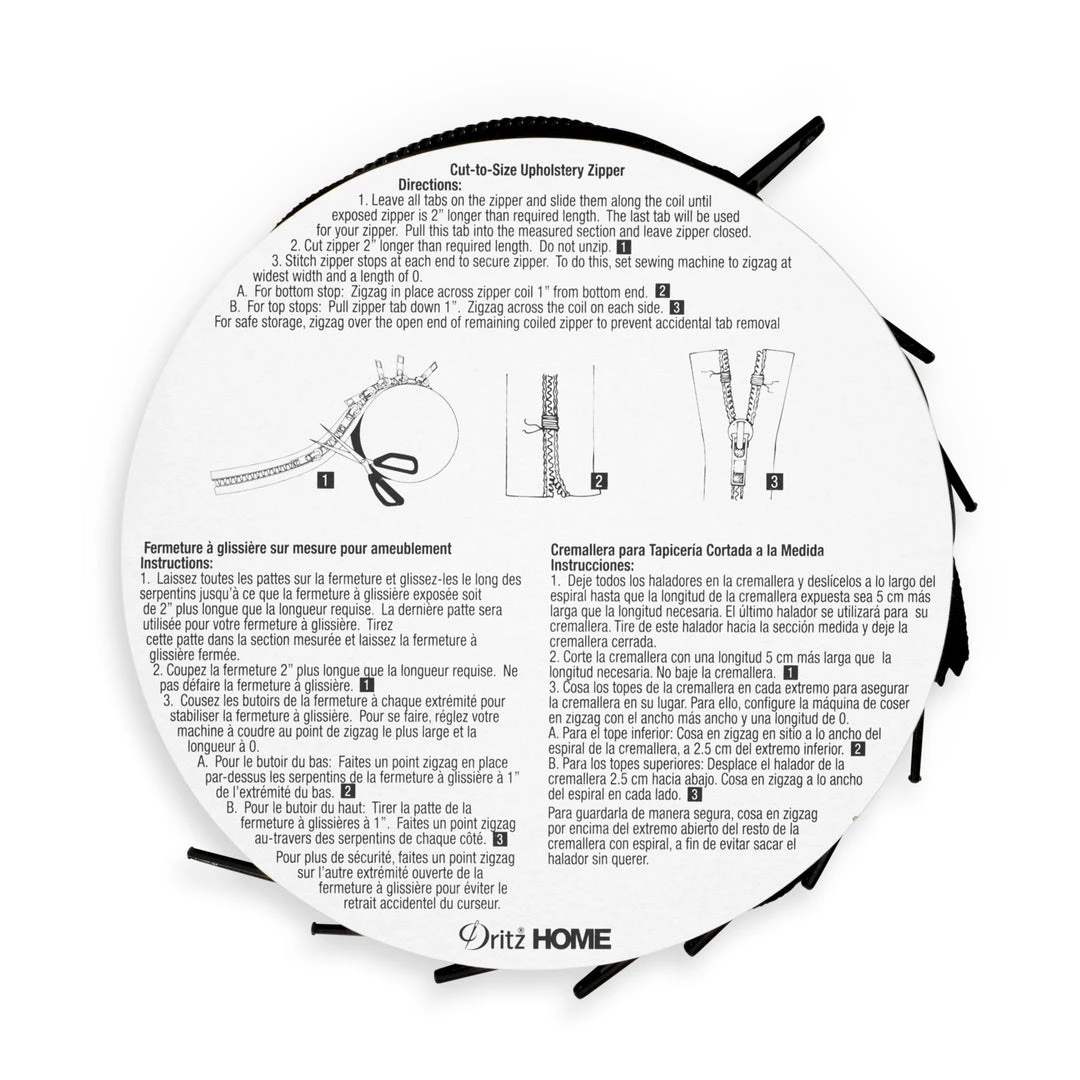 Dritz Cut-to-Size Upholstery Zipper, 3-1/4 Yd 4 Dritz Cut-to-Size Upholstery Zipper, 3-1/4 Yd