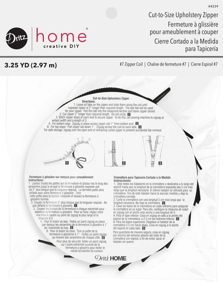 Dritz Cut-to-Size Upholstery Zipper, 3-1/4 Yd 3 Dritz Cut-to-Size Upholstery Zipper, 3-1/4 Yd