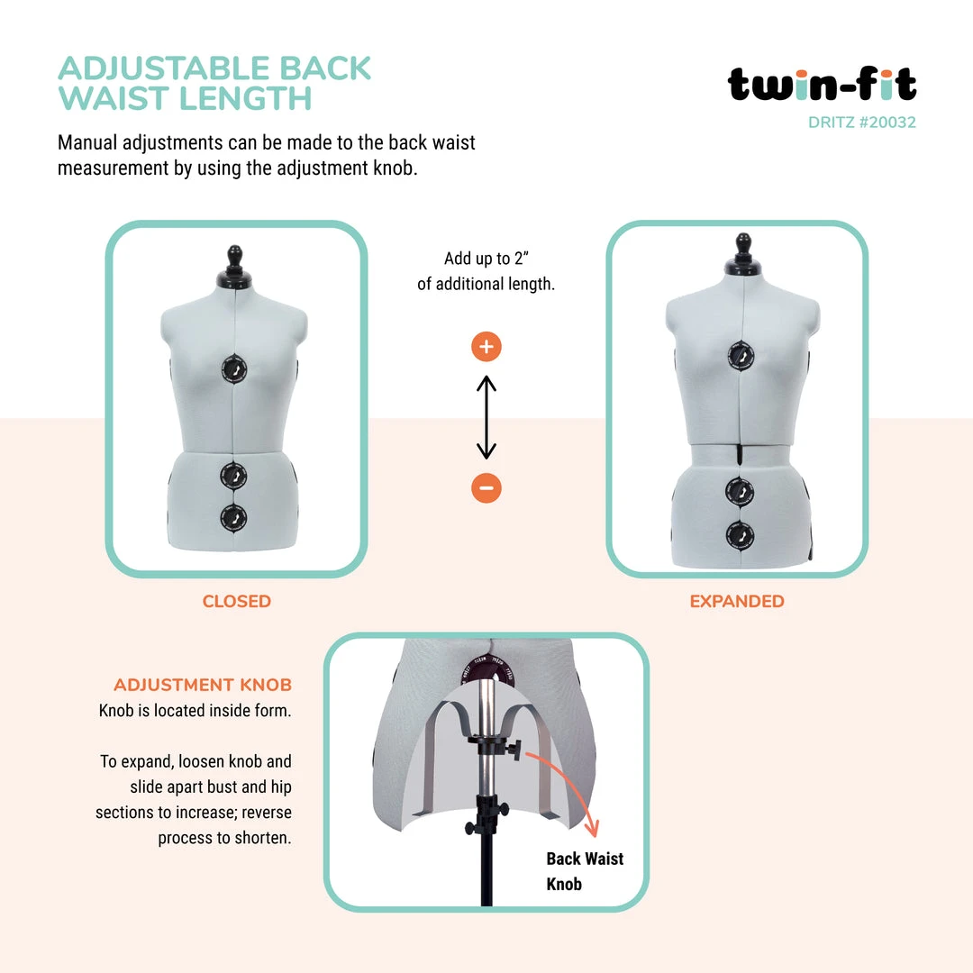 Dritz Twin-Fit Adjustable Dress Form Dress Forms 27 Dritz Twin-Fit Adjustable Dress Form Dress Forms