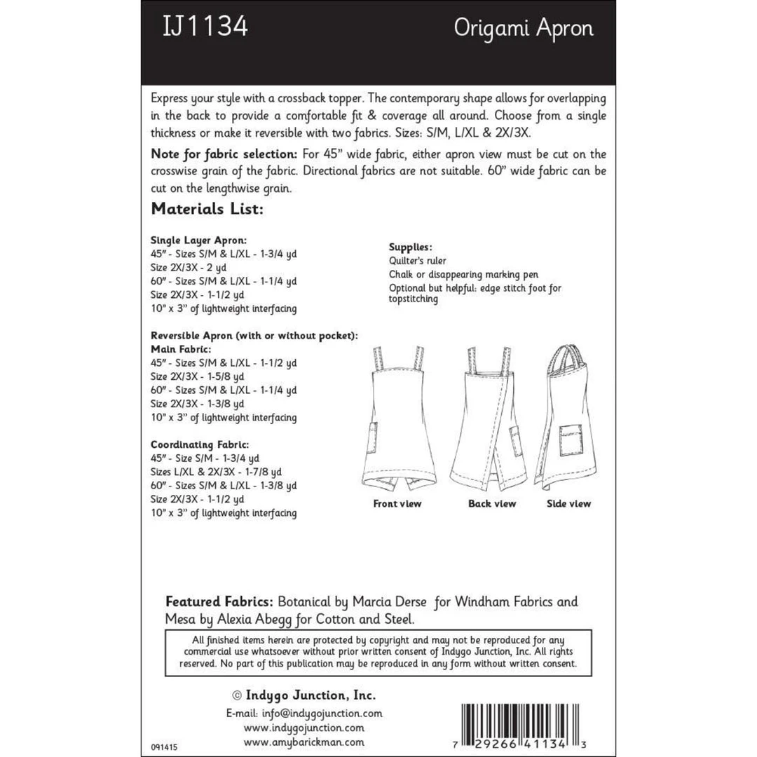 Indygo Junction Origami Apron Pattern, PDF Download Aprons 5 Indygo Junction Origami Apron Pattern, PDF Download Aprons
