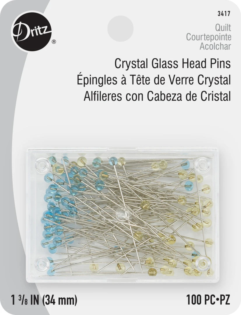 Dritz Crystal Glass Head Pins, Blue & Yellow, 100 Pc Pins, Needles & Tacks 7 Dritz Crystal Glass Head Pins, Blue & Yellow, 100 Pc Pins, Needles & Tacks