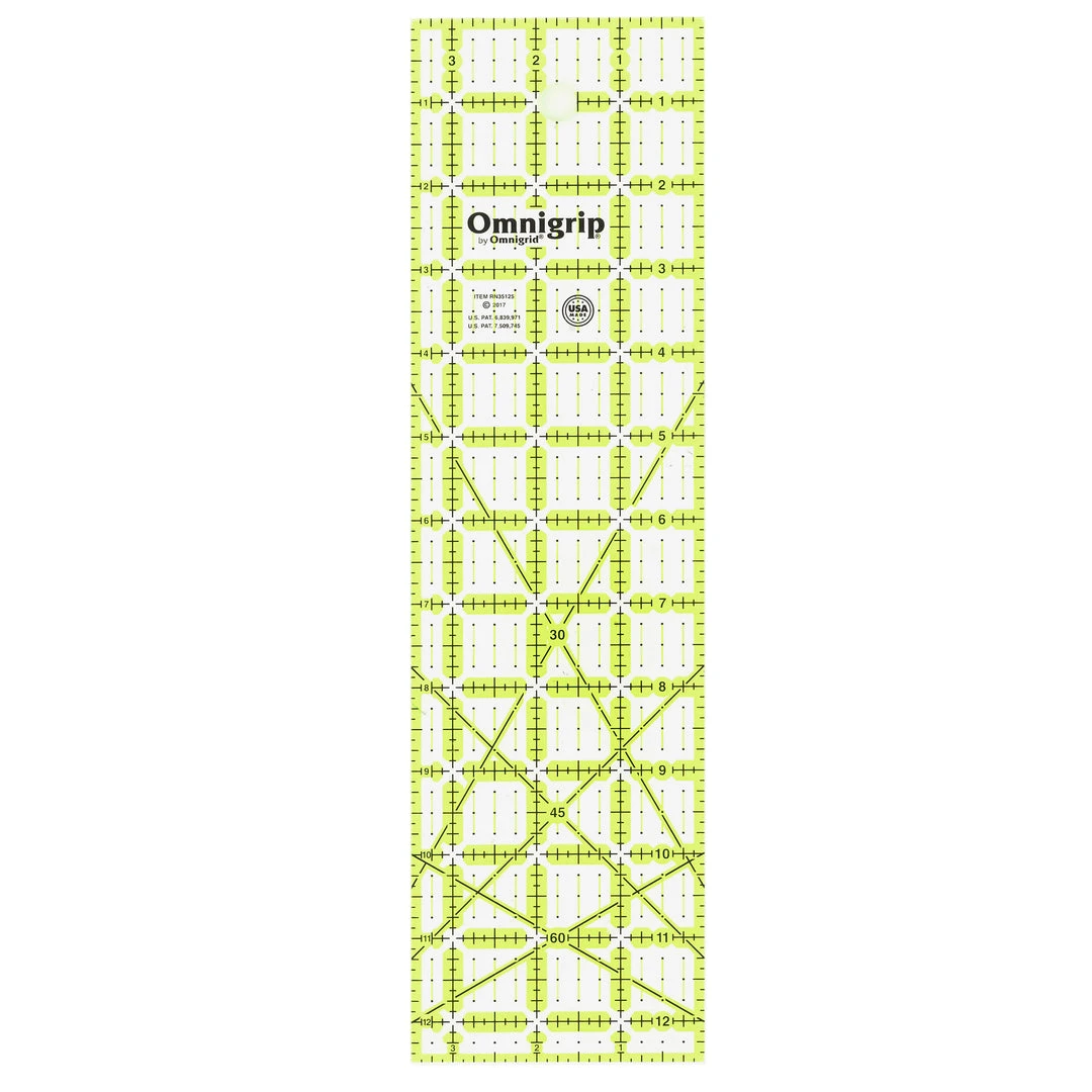 Omnigrid Non-Slip Rectangle Ruler, Neon Quilting Rulers 12 Omnigrid Non-Slip Rectangle Ruler, Neon Quilting Rulers