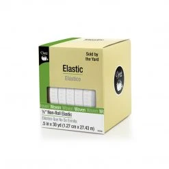 Dritz Elastics 1/2" Ribbed Non-Roll Elastic, White, 30 Yd