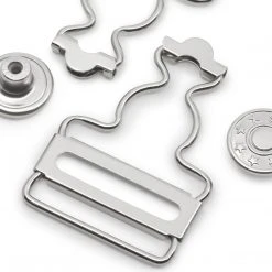 Dritz 1" Overall Buckles With No-Sew Buttons, Nickel, 2 Pc