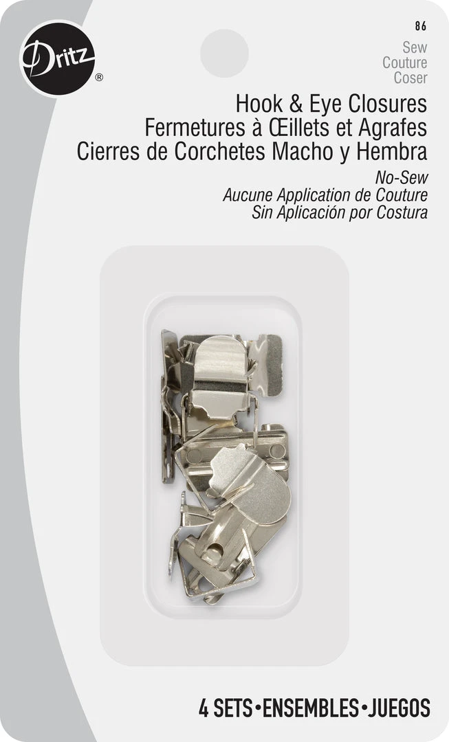 Dritz Hook & Eye Closures, 4 Sets, Nickel 3 Dritz Hook & Eye Closures, 4 Sets, Nickel