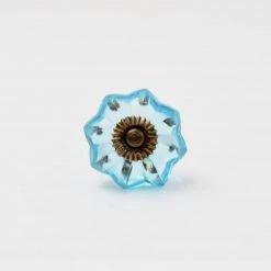 Dritz Hooks & Knobs Glass Scallop Knob, Blue