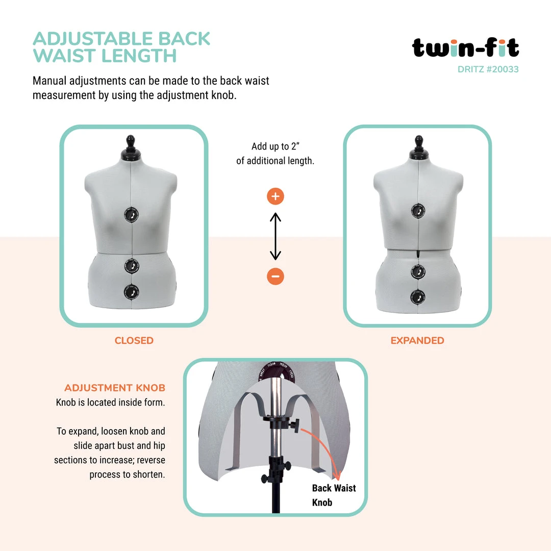 Dritz Twin-Fit Adjustable Dress Form Dress Forms 18 Dritz Twin-Fit Adjustable Dress Form Dress Forms