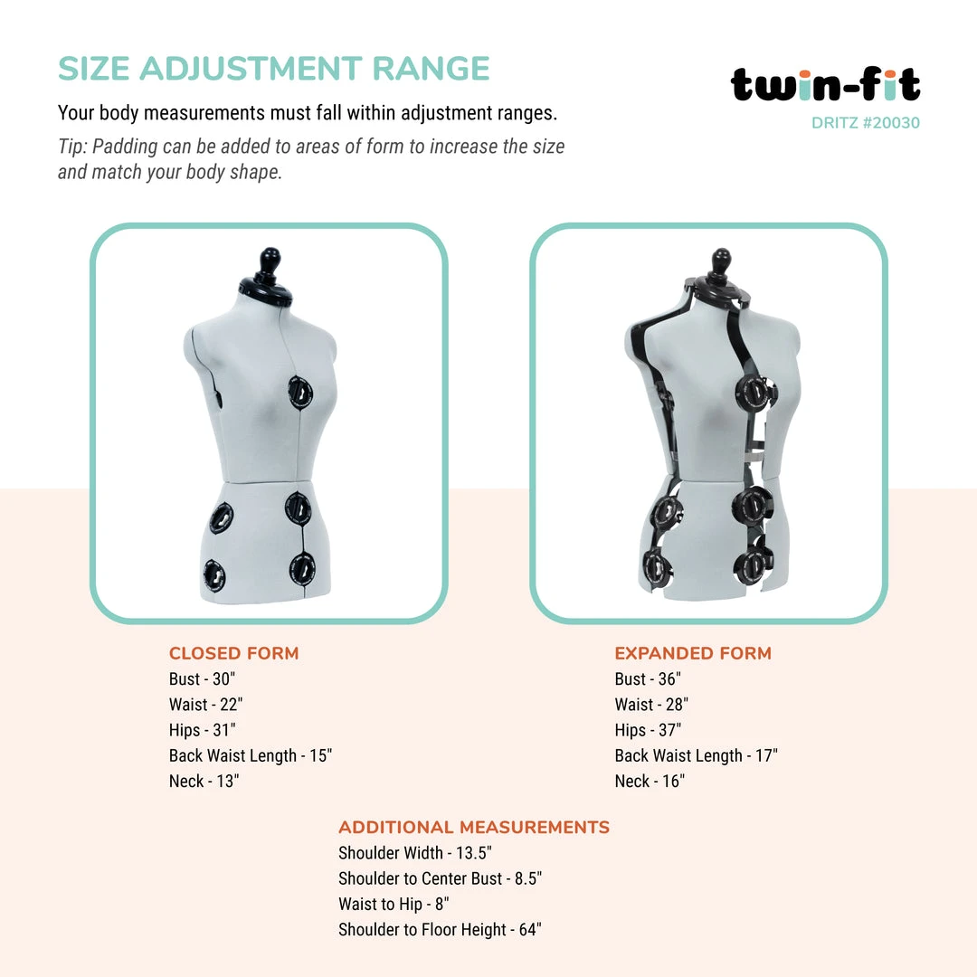 Dritz Twin-Fit Adjustable Dress Form Dress Forms 41 Dritz Twin-Fit Adjustable Dress Form Dress Forms