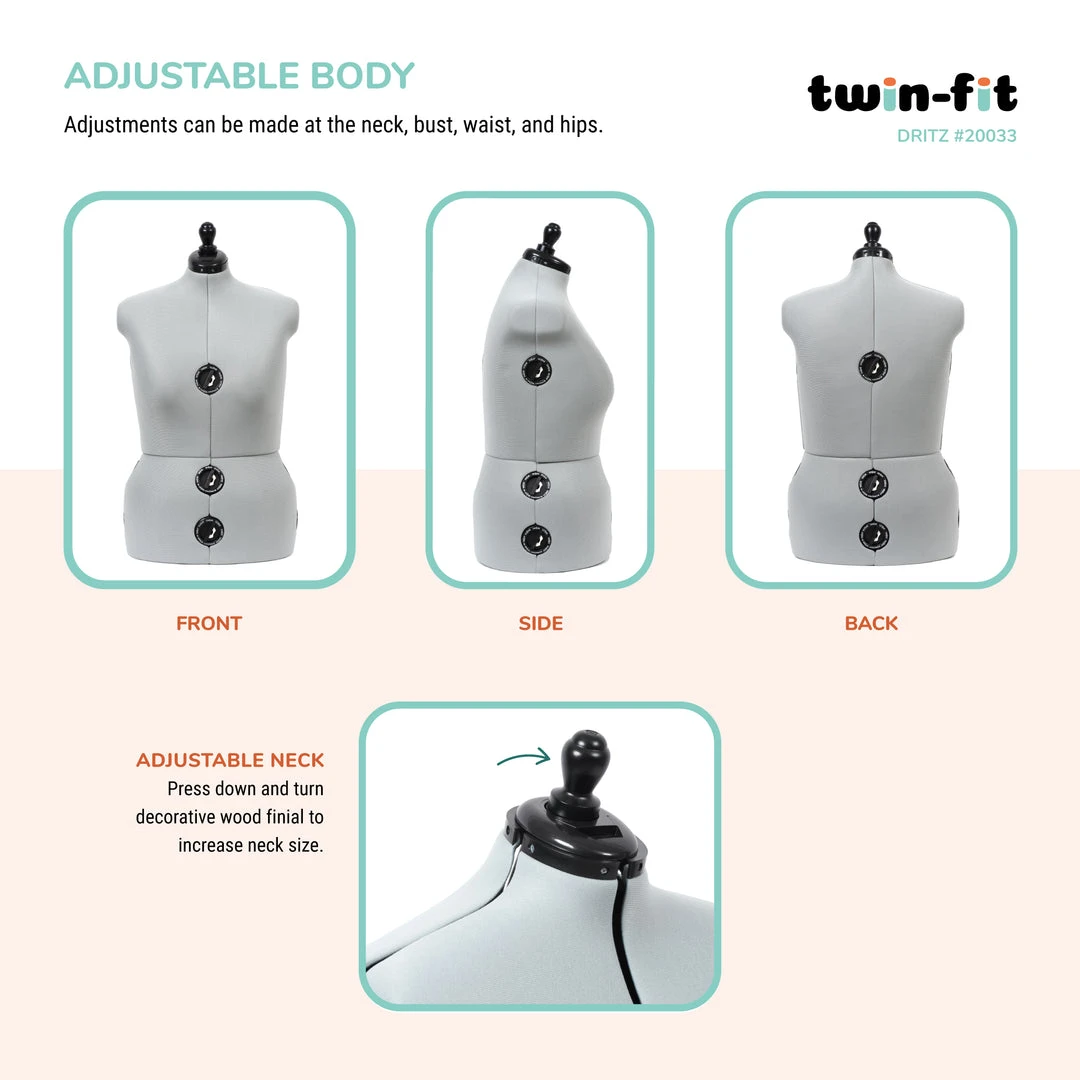 Dritz Twin-Fit Adjustable Dress Form Dress Forms 16 Dritz Twin-Fit Adjustable Dress Form Dress Forms