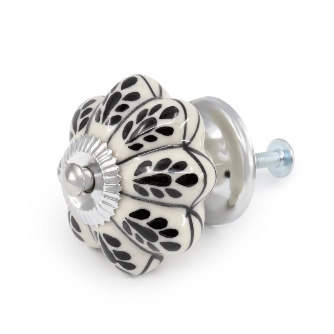 Dritz Hand Painted Ceramic Scallop Knob, Black & White Hooks & Knobs 6 Dritz Hand Painted Ceramic Scallop Knob, Black & White Hooks & Knobs