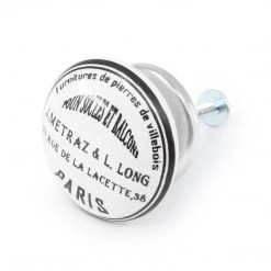 Dritz Ceramic Paris Knob, Black & White