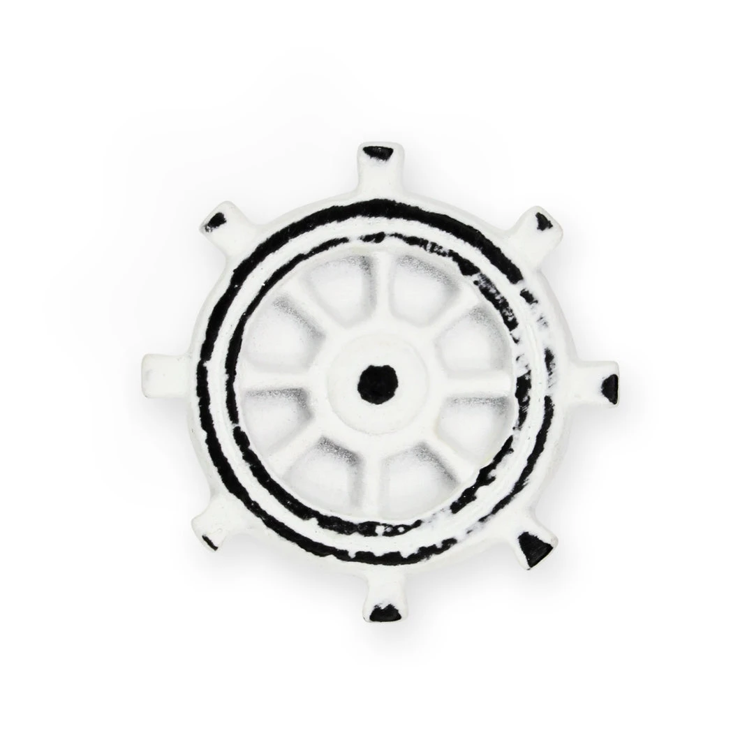 Dritz Cast Iron Ship Helm Knob, White Outlet 3 Dritz Cast Iron Ship Helm Knob, White Outlet