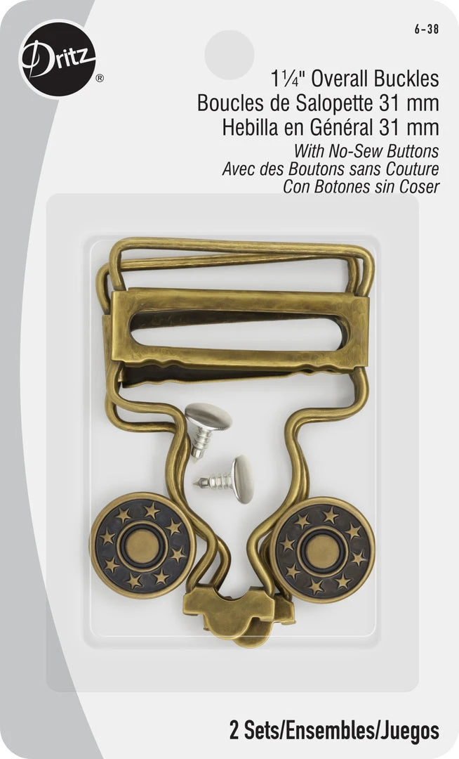 Dritz 1-1/4" Overall Buckles With No-Sew Buttons 8 Dritz 1-1/4" Overall Buckles With No-Sew Buttons