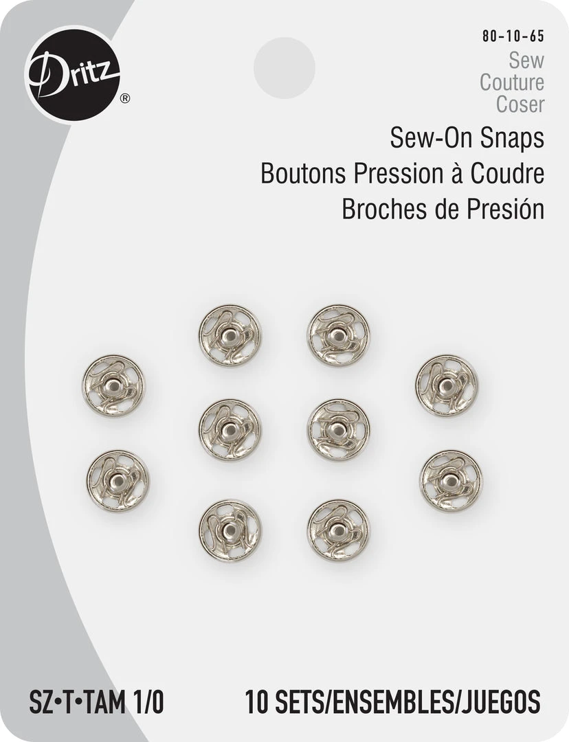 Dritz Sew-On Snaps, 10 Sets, Size 1/0 3 Dritz Sew-On Snaps, 10 Sets, Size 1/0