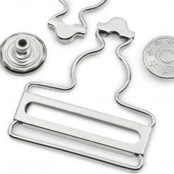 Dritz 1-3/4" Overall Buckles With No-Sew Buttons, Nickel, 2 Pc