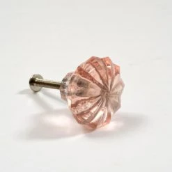 Dritz Fluted Pressed Glass Knob, Pale Pink Hooks & Knobs