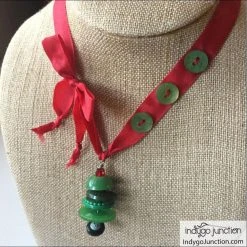 Indygo Junction Christmas Tree Button Necklace And Ornament Pattern, PDF Download