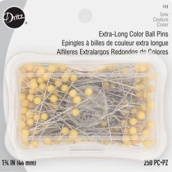 Dritz 1-3/4" Extra-Long Color Ball Pins, Yellow, 250 Pc Pins & Accessories