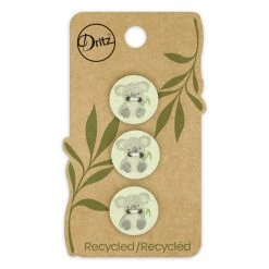 Dritz Recycled Cotton Koala Button, 18mm, 3 Pc
