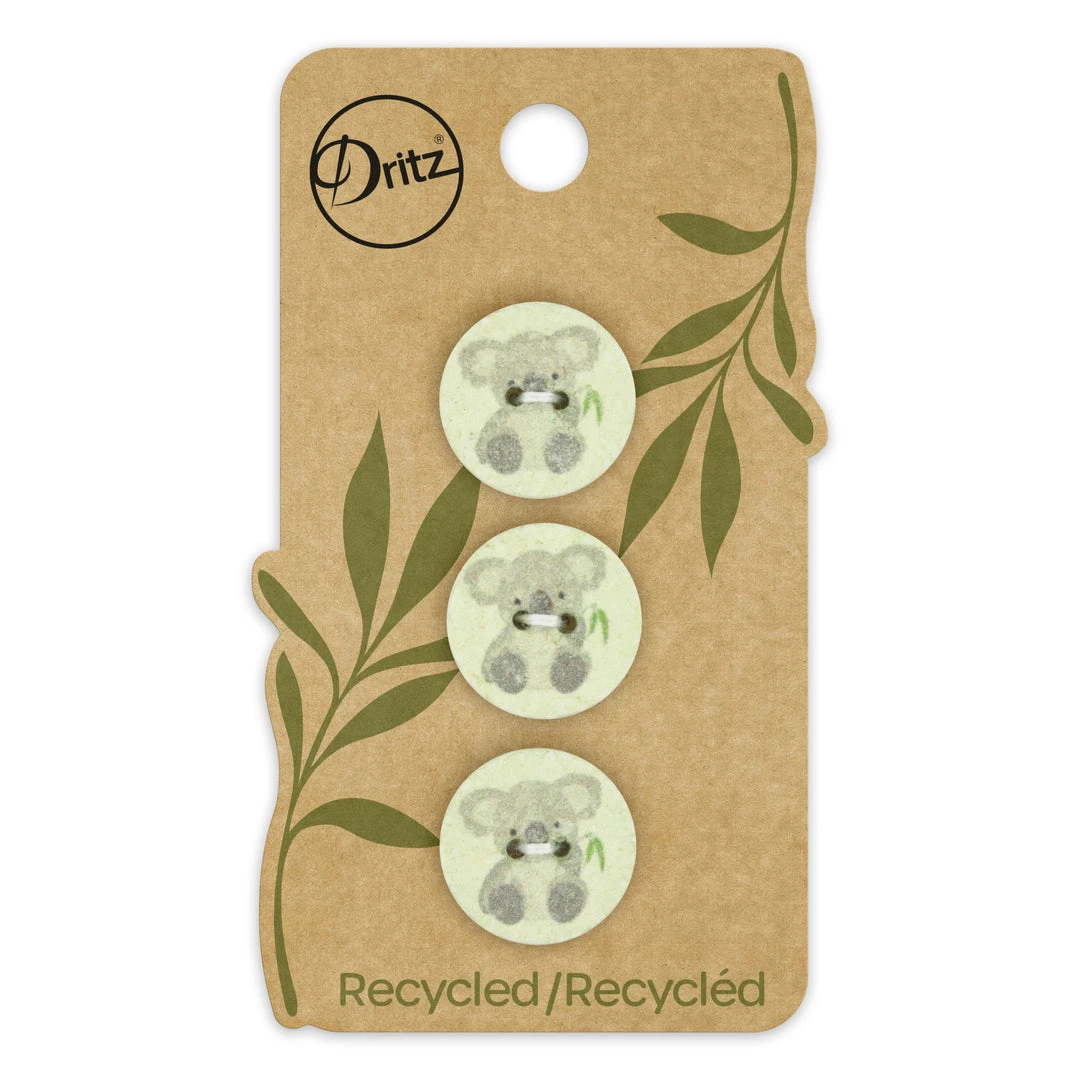 Dritz Recycled Cotton Koala Button, 18mm, 3 Pc 3 Dritz Recycled Cotton Koala Button, 18mm, 3 Pc