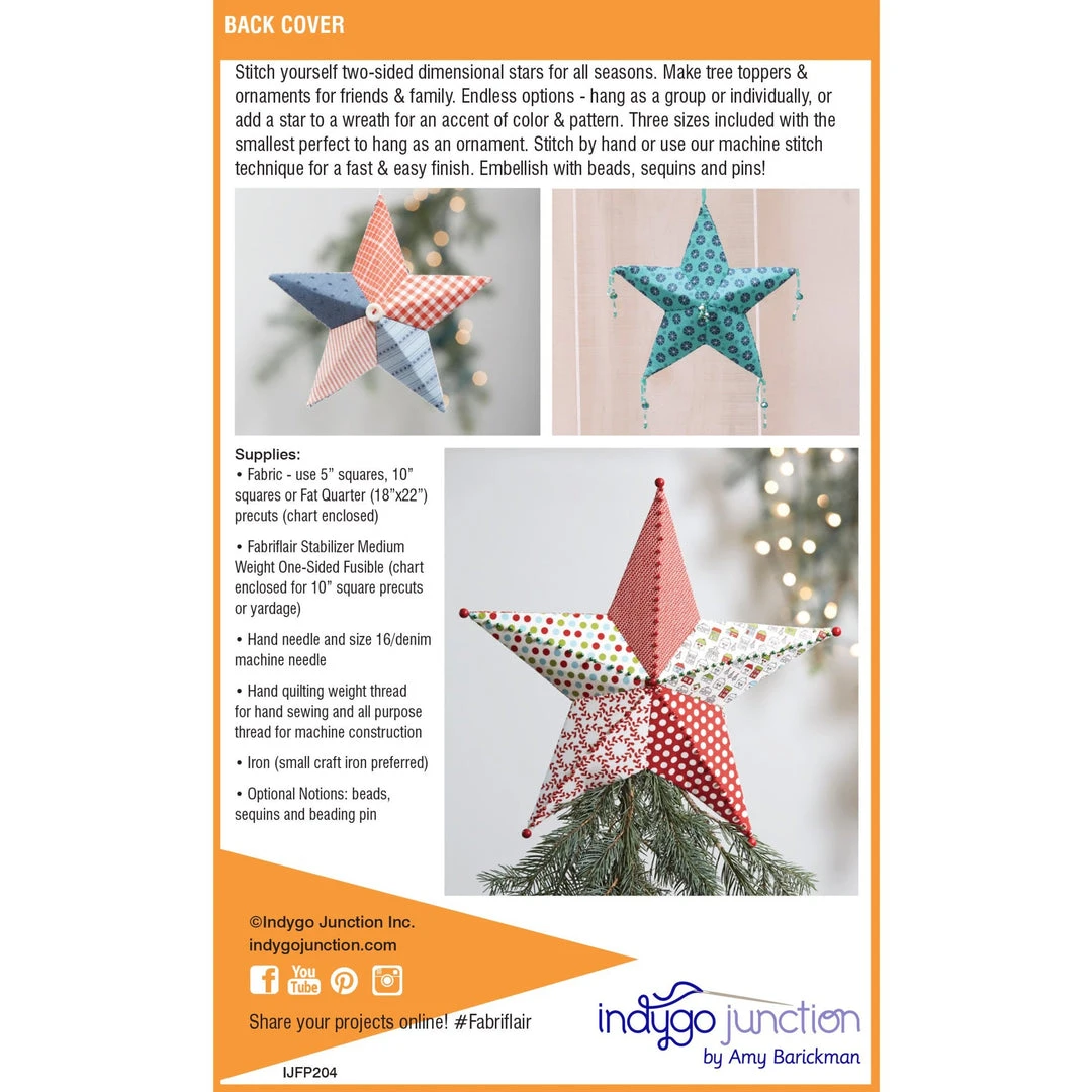 Indygo Junction Crafts & Toys Tree Topper & Ornament Fabriflair Pattern 4 Indygo Junction Crafts & Toys Tree Topper & Ornament Fabriflair Pattern