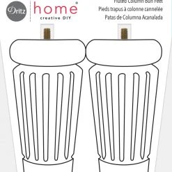 Dritz Fluted Column Bun Feet, Natural, 2 Pc Furniture Legs & Feet