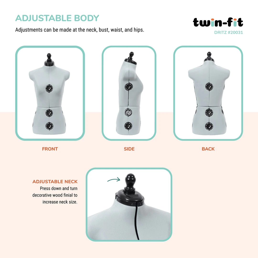 Dritz Twin-Fit Adjustable Dress Form Dress Forms 34 Dritz Twin-Fit Adjustable Dress Form Dress Forms
