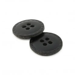 Dritz Buttons & Cover Buttons Recycled Leather Round Button, 18mm, Black, 2 Pc