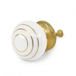 Dritz Ceramic Gold Ring Ball Knob, Cream